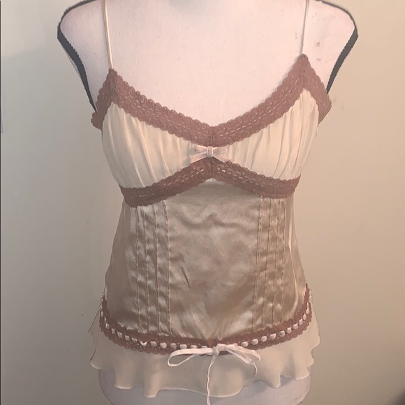 bebe Tops - bebe Silk Cami Style Tank Top With Velvet Trim